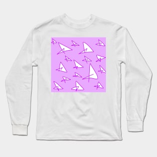 purple white abstract texture line art design Long Sleeve T-Shirt